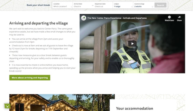 Center Parcs updated experience page