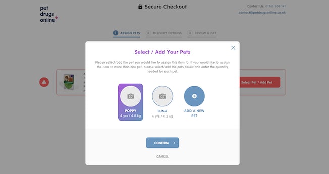 Pet Drugs Online checkout process