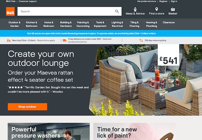 B&Q homepage