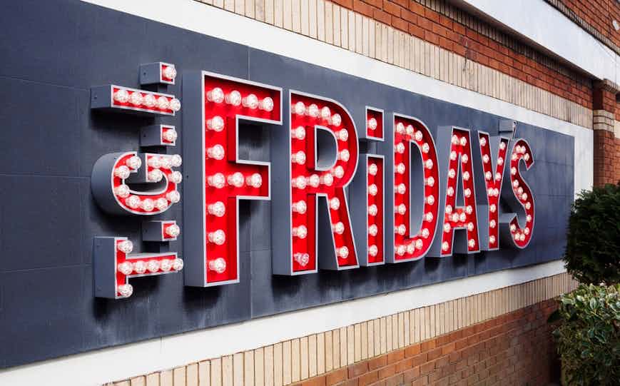 TGI Fridays sign on the exterior of a building.