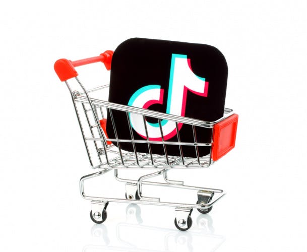 The TikTok logo inside a shopping cart