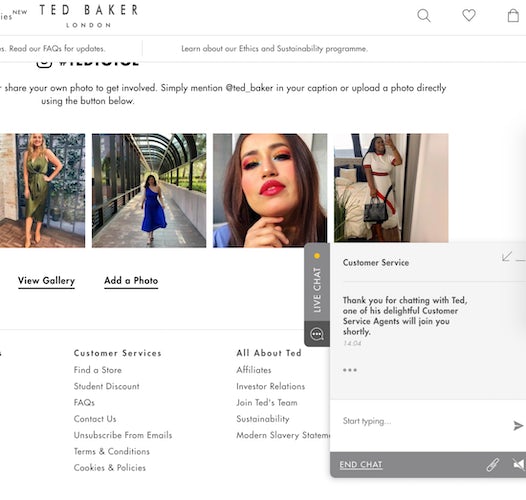 ted baker live chat